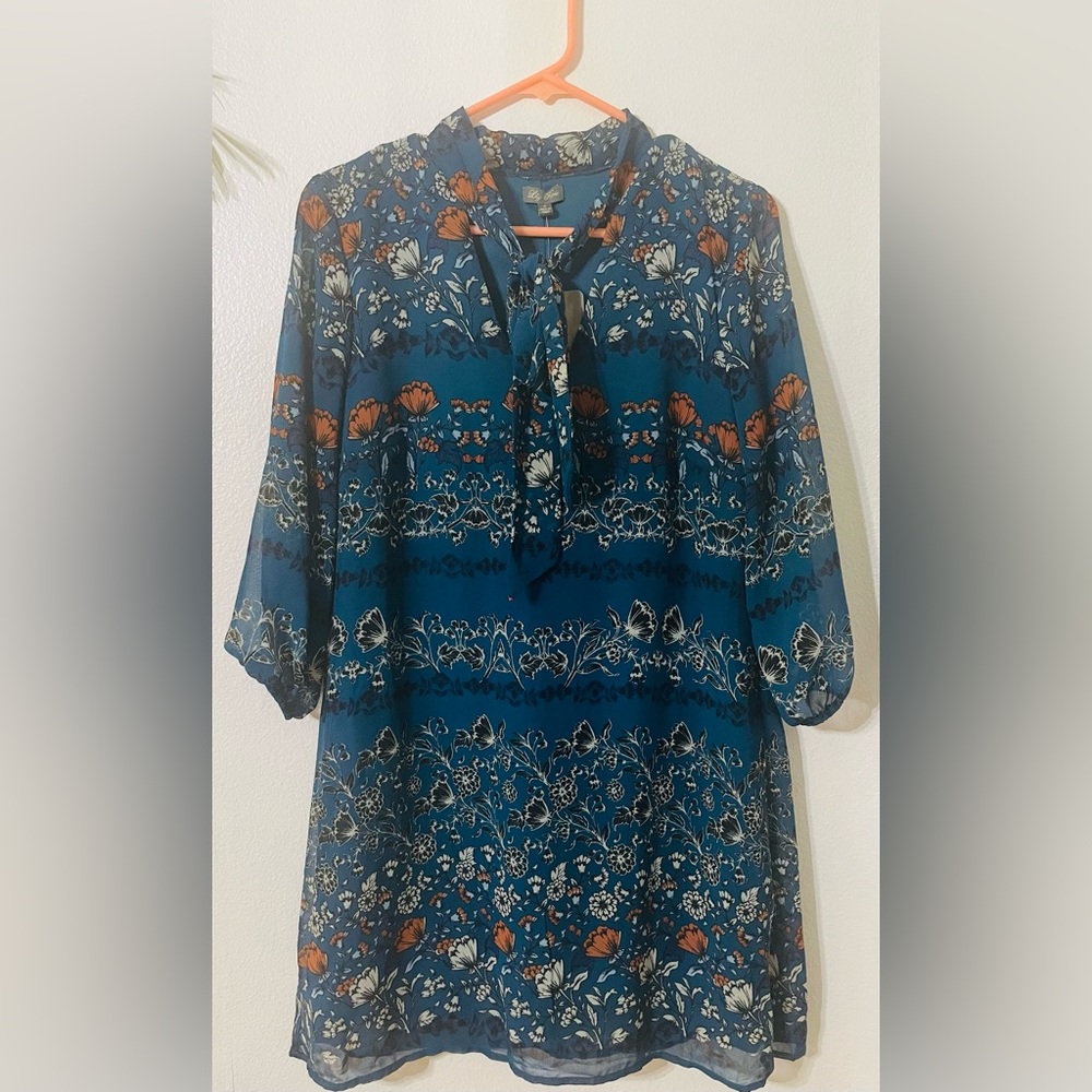 NWT Lily Rose‎ Blue Floral Dress Size S